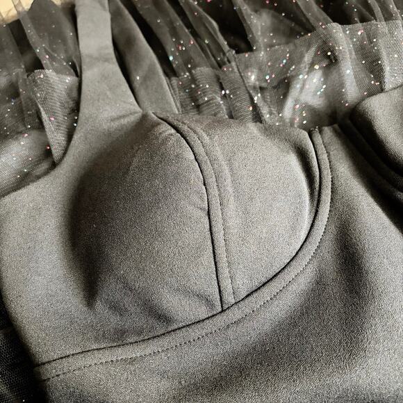 Cocktail evening DATE NIGHT dress by Crystal Doll layer glitter sequin tulle M - Picture 10 of 16